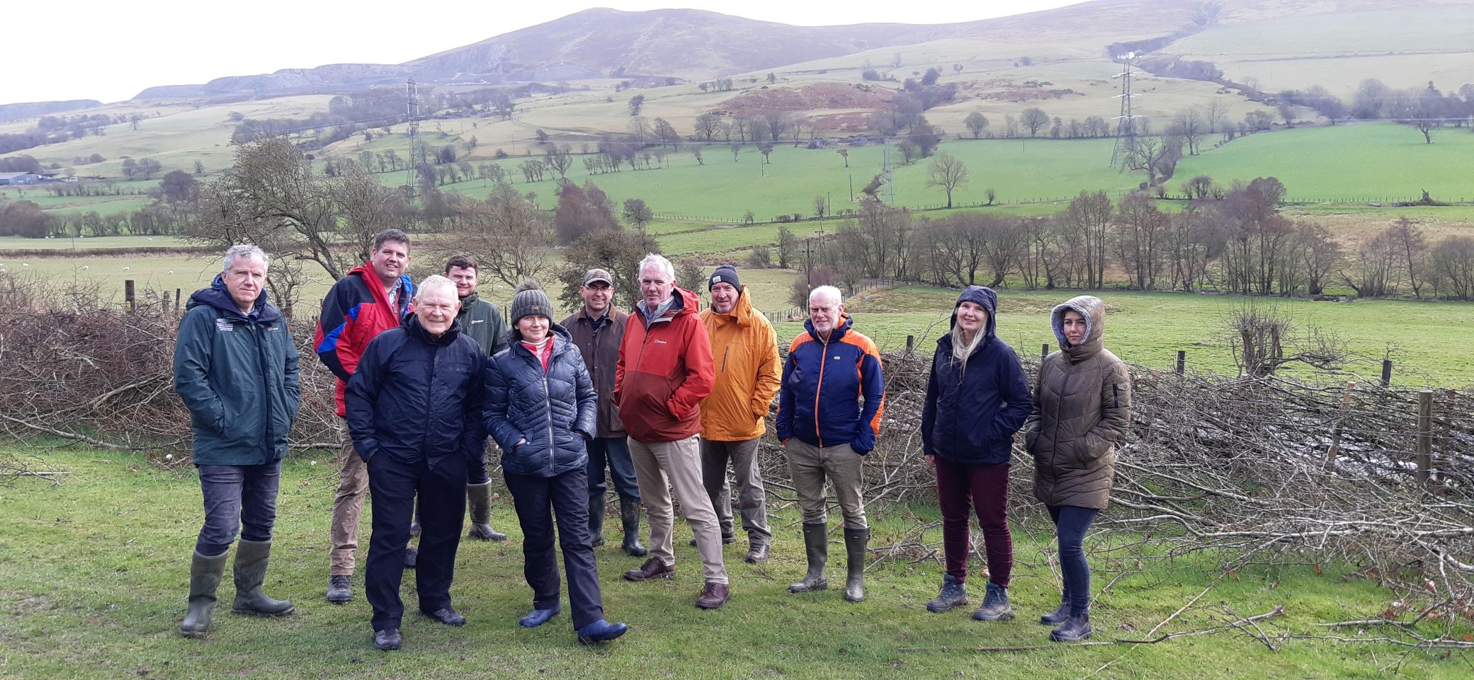 Group in countryside field