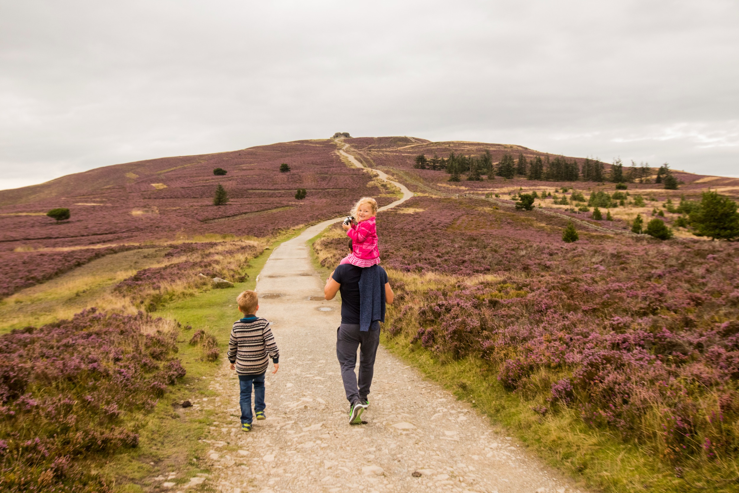 family walking Moel Famau