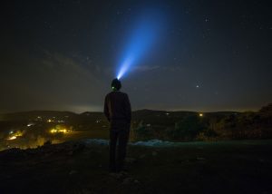 head torch in dark skies