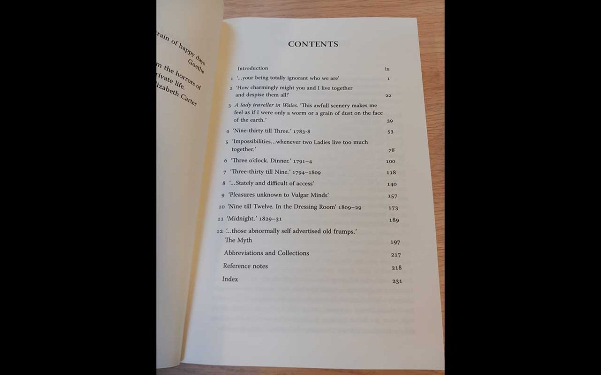 The Ladies of Llangollen book contents